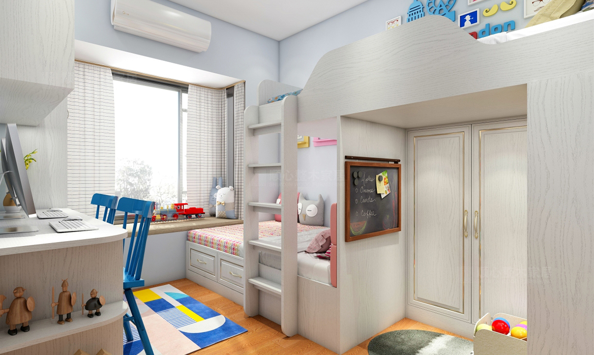 藍色的兒童房設計圖
